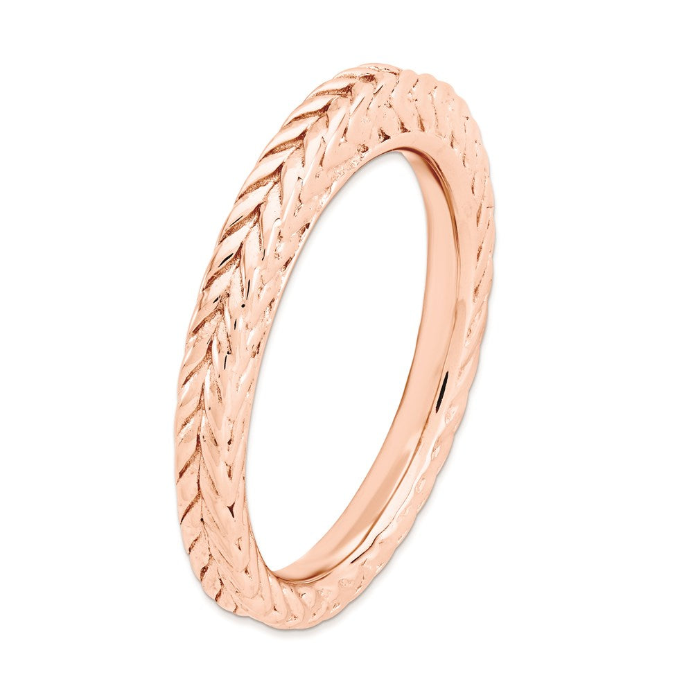 Sterling Silver Stackable Expressions Pink Plated Domed Ring