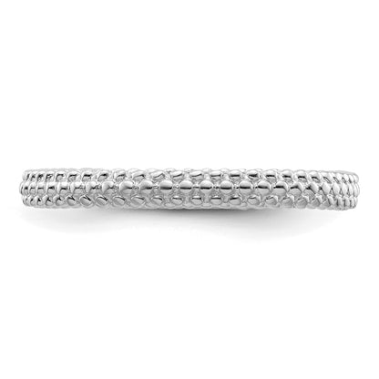 Sterling Silver Stackable Expressions Rhodium Plated Domed Ring