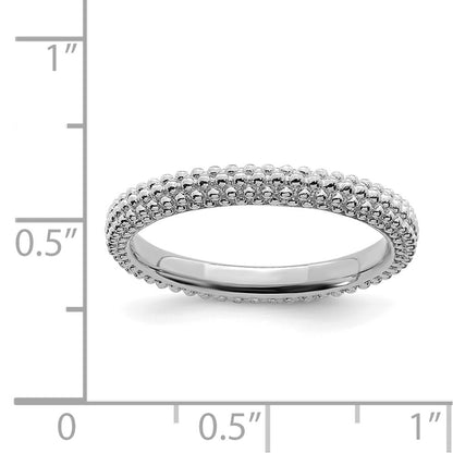 Sterling Silver Stackable Expressions Rhodium Plated Domed Ring