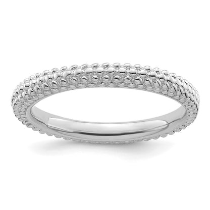 Sterling Silver Stackable Expressions Rhodium Plated Domed Ring