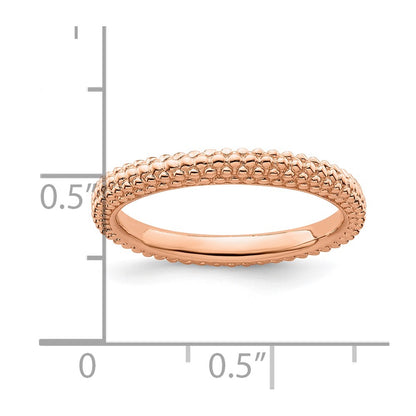 Sterling Silver Stackable Expressions Pink Plated Domed Ring