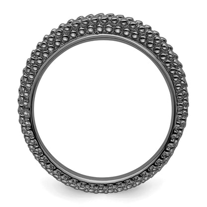 Sterling Silver Stackable Expressions Black Plated Domed Ring