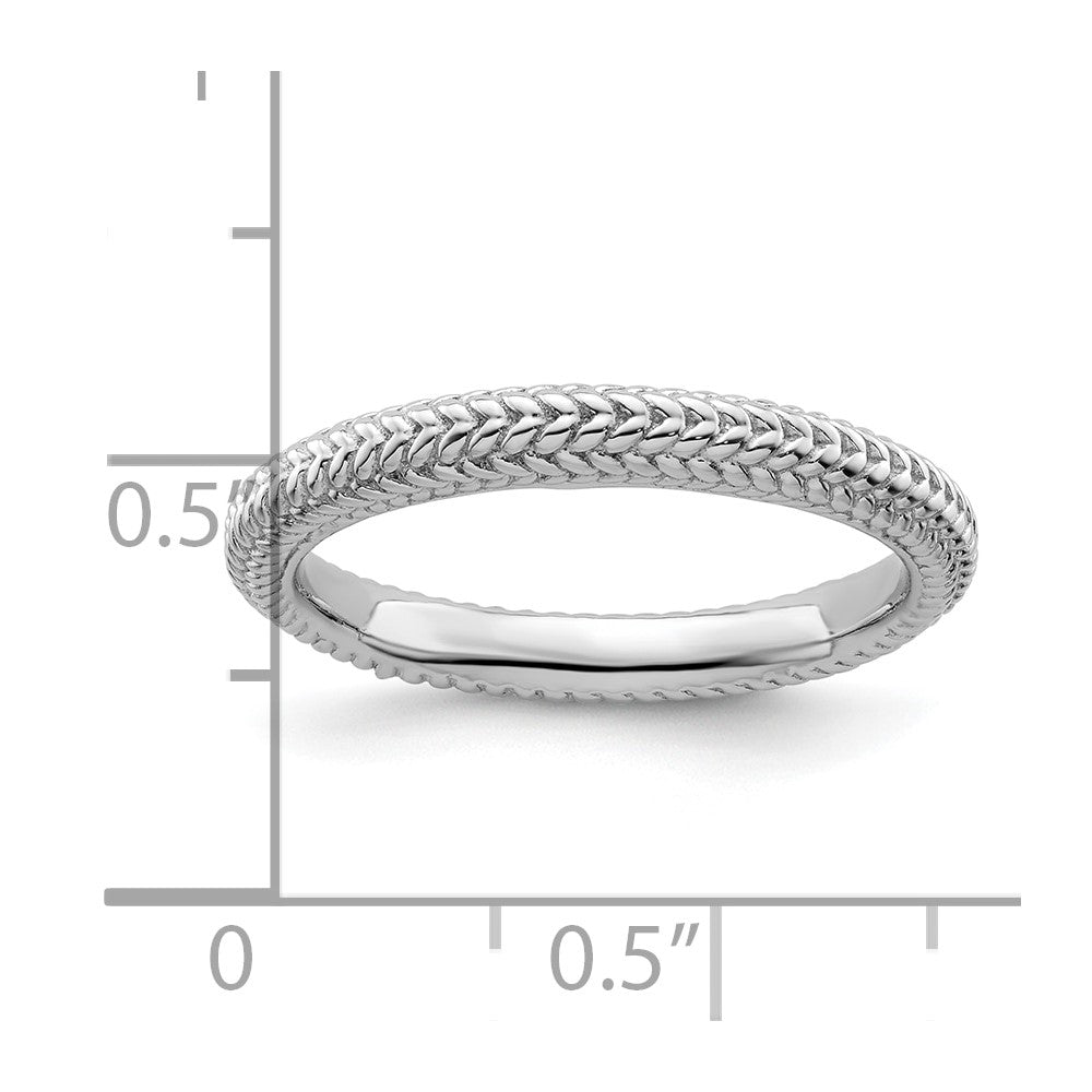 Sterling Silver Stackable Expressions Rhodium Plated Domed Ring