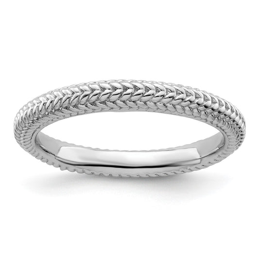 Sterling Silver Stackable Expressions Rhodium Plated Domed Ring