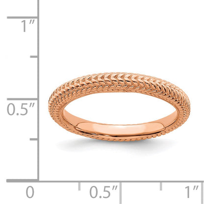 Sterling Silver Stackable Expressions Pink Plated Domed Ring