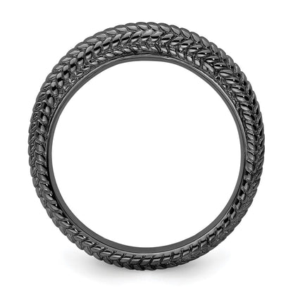 Sterling Silver Stackable Expressions Black Plated Domed Ring
