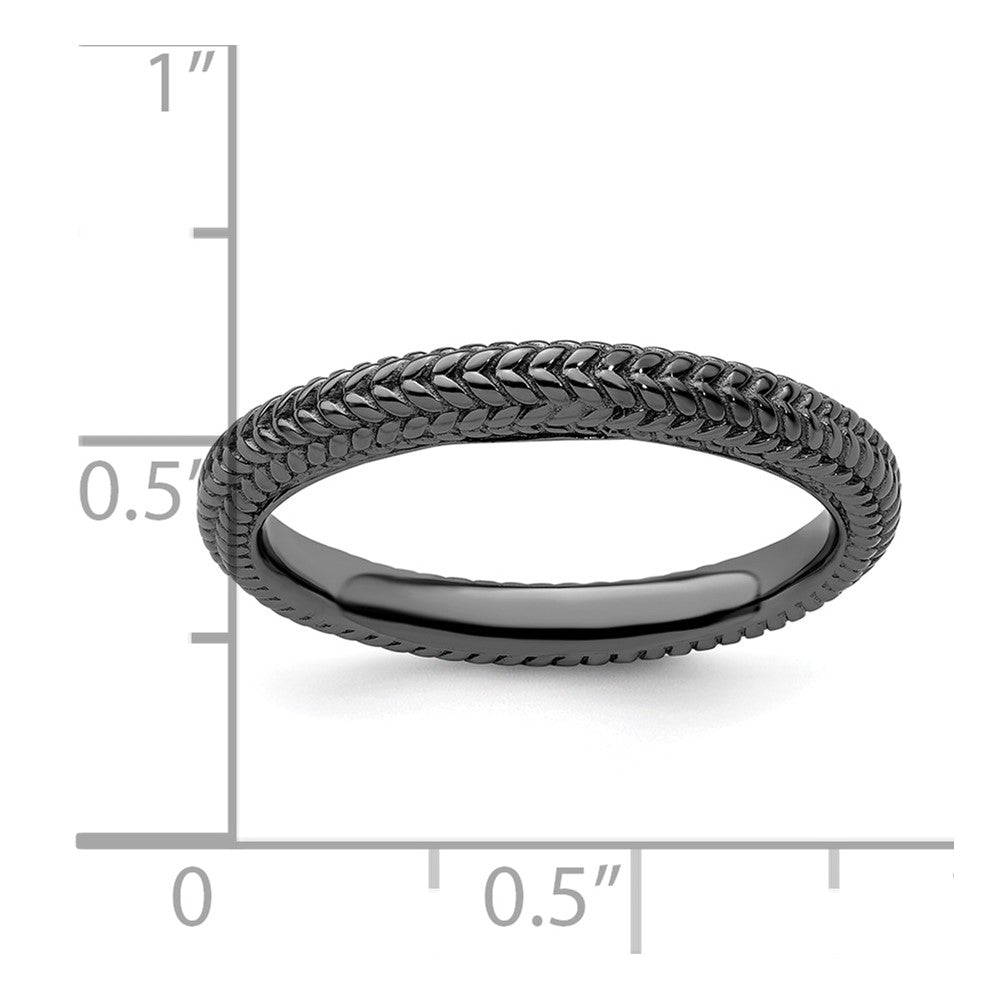 Sterling Silver Stackable Expressions Black Plated Domed Ring