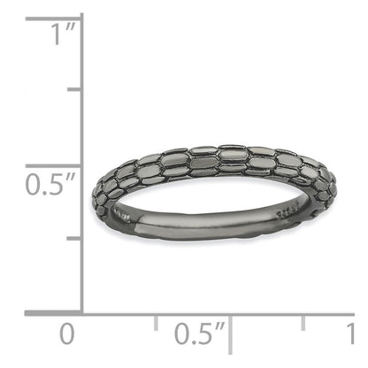 Sterling Silver Stackable Expressions Black Plated Domed Ring