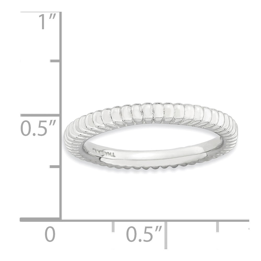Sterling Silver Stackable Expressions Rhodium Plated Domed Ring