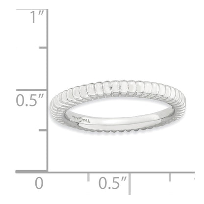 Sterling Silver Stackable Expressions Rhodium Plated Domed Ring
