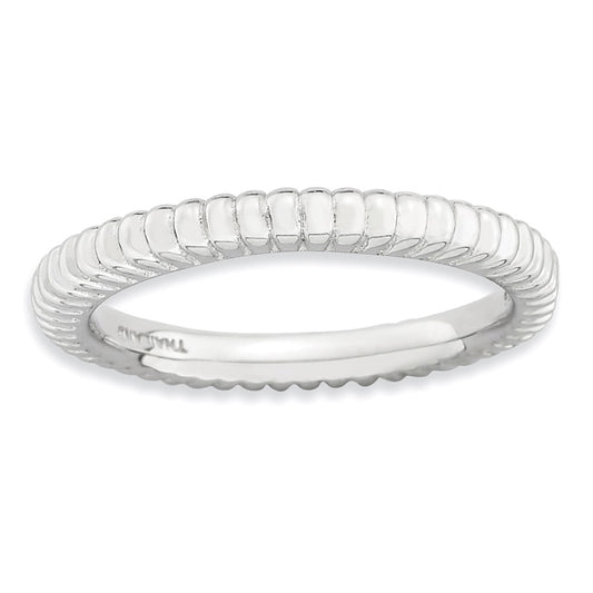 Sterling Silver Stackable Expressions Rhodium Plated Domed Ring