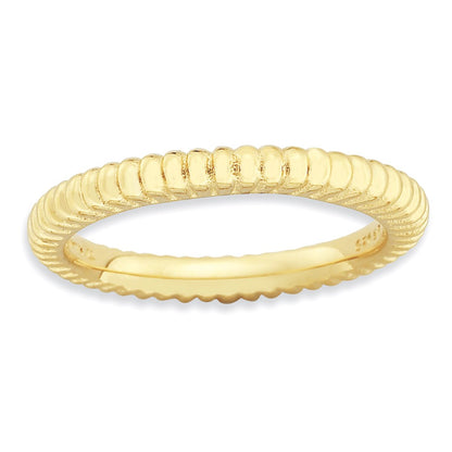 Sterling Silver Stackable Expressions Gold Plated Domed Ring