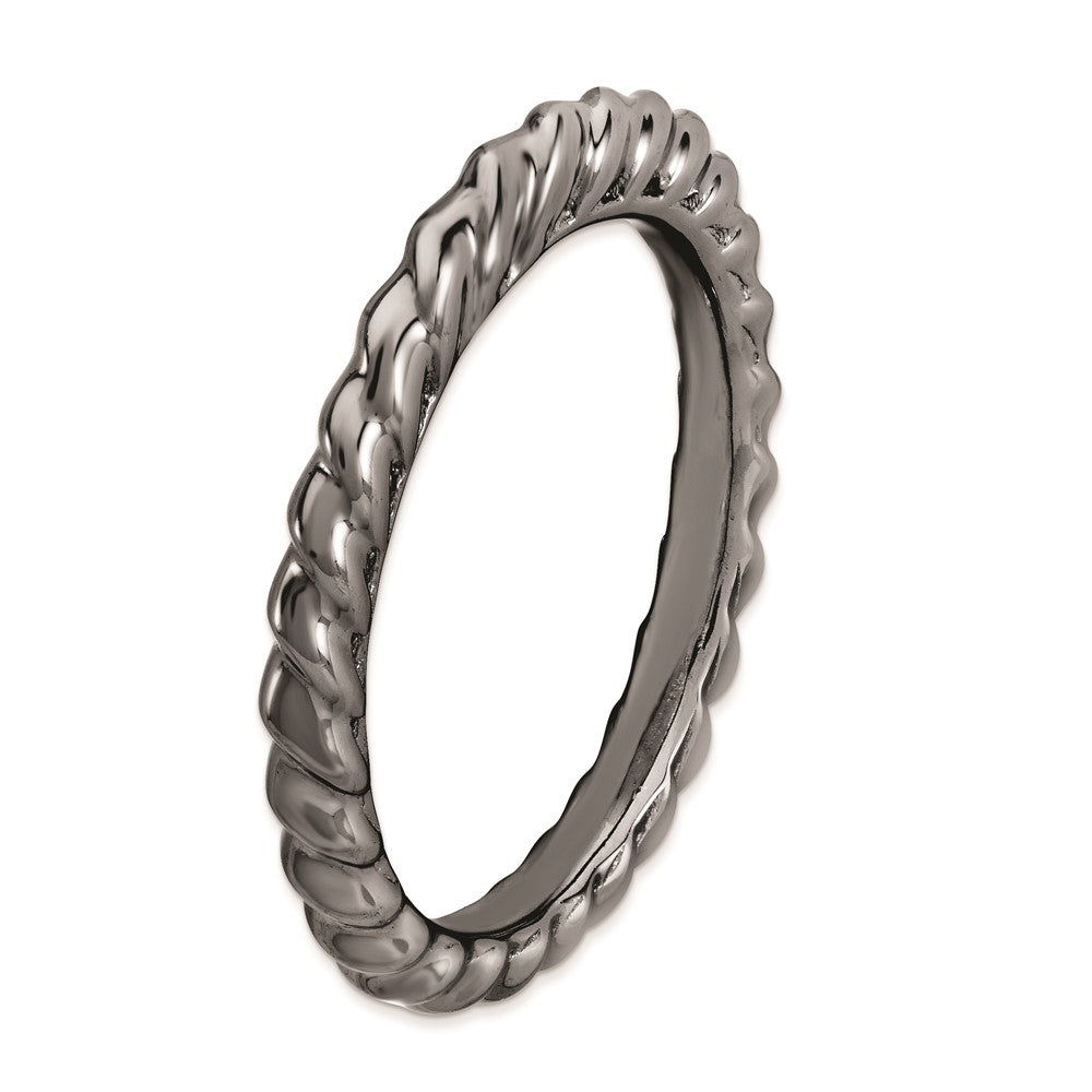 Sterling Silver Stackable Expressions Black Plated Domed Ring