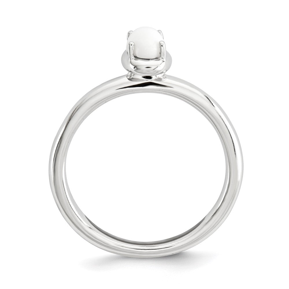 Sterling Silver Stackable Expressions White Agate Polished Ring