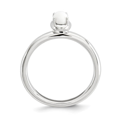 Sterling Silver Stackable Expressions White Agate Polished Ring