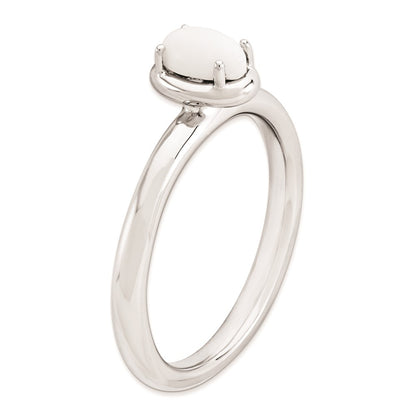 Sterling Silver Stackable Expressions White Agate Polished Ring