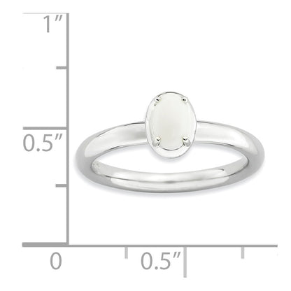 Sterling Silver Stackable Expressions White Agate Polished Ring