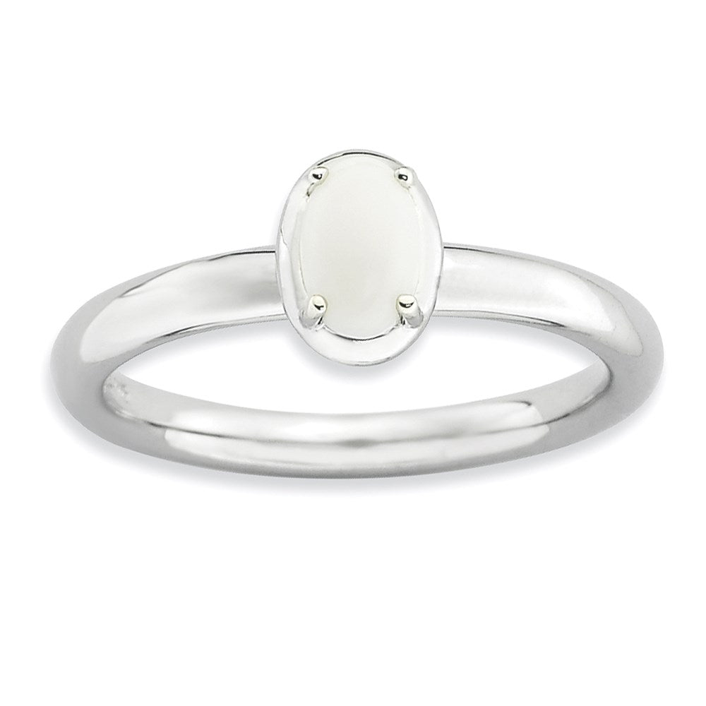 Sterling Silver Stackable Expressions White Agate Polished Ring