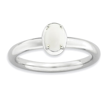 Sterling Silver Stackable Expressions White Agate Polished Ring