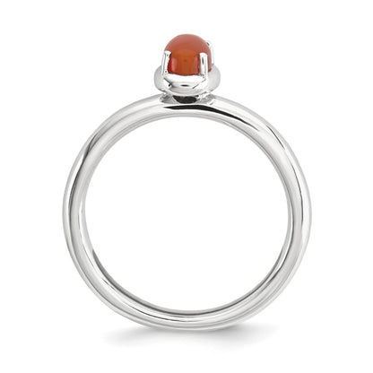 Sterling Silver Stackable Expressions Red Agate Polished Ring