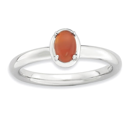 Sterling Silver Stackable Expressions Red Agate Polished Ring