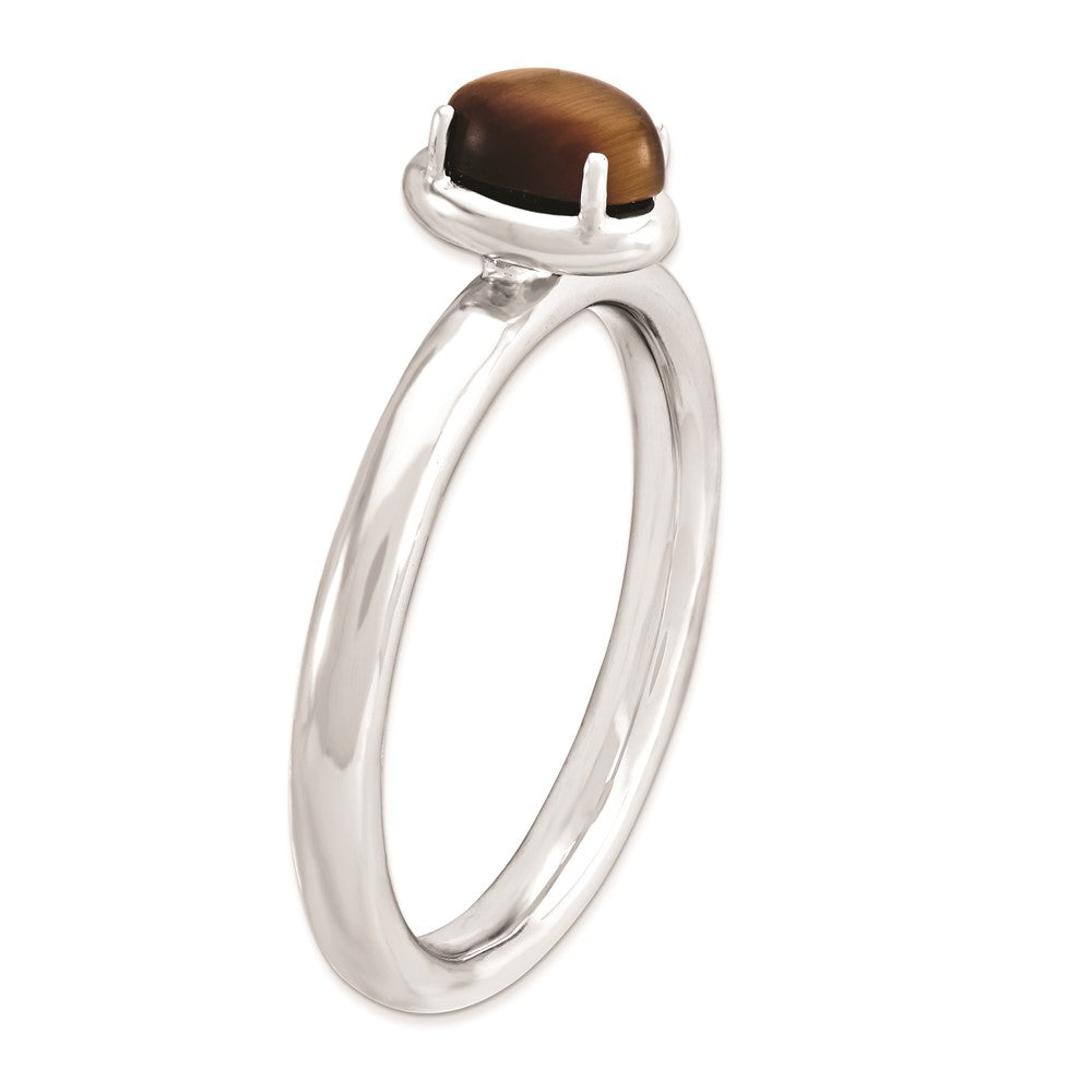 Sterling Silver Stackable Expressions Tiger'S Eye Polished Ring