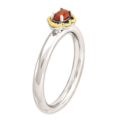 Sterling Silver & 14K Stackable Expressions Red Agate Polished Ring