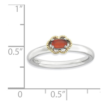Sterling Silver & 14K Stackable Expressions Red Agate Polished Ring