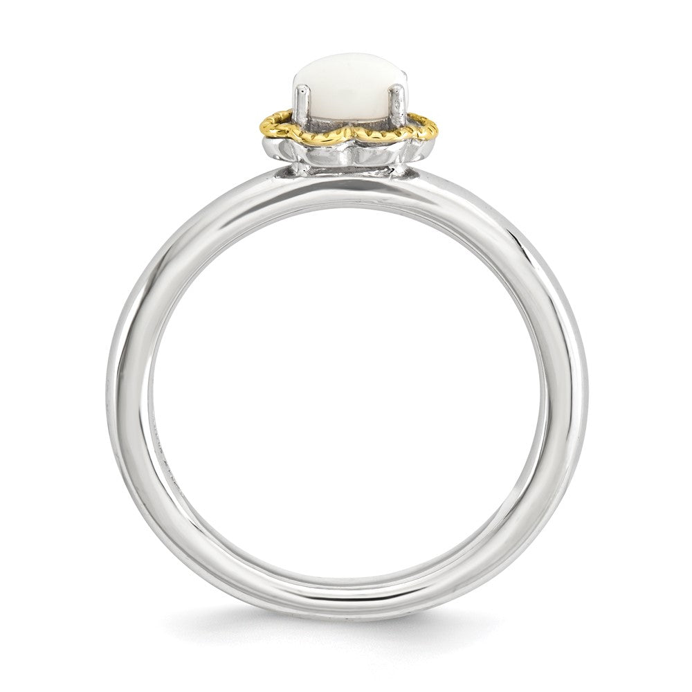 Sterling Silver & 14K Stackable Expressions White Agate Polished Ring