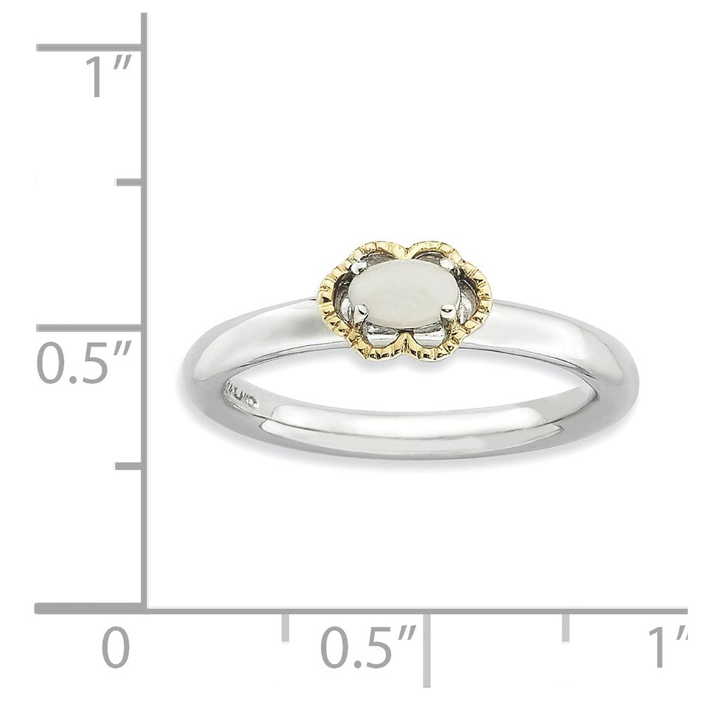 Sterling Silver & 14K Stackable Expressions White Agate Polished Ring