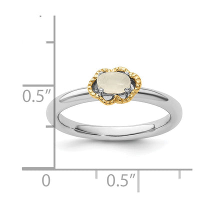 14K/Silver Two Tone Sterling Silver & 14K Stackable Expressions Moonstone Polished Ring