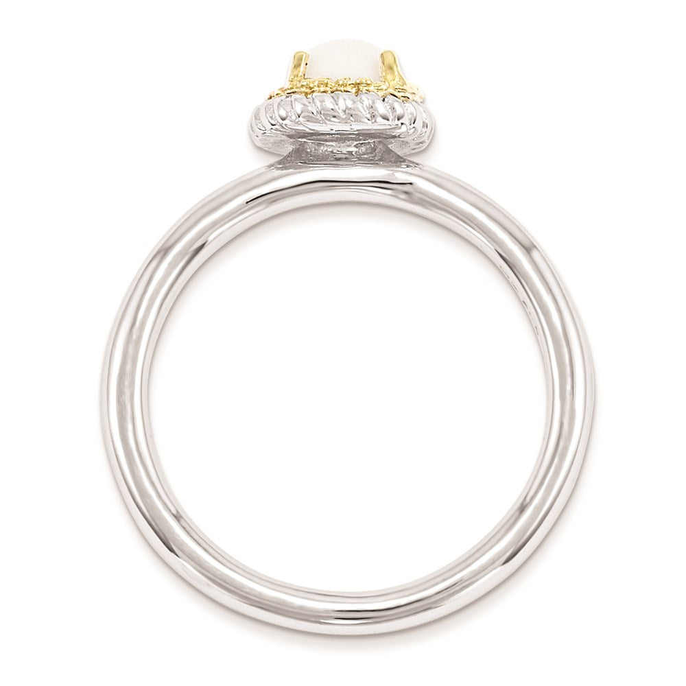14K/Silver Two Tone Sterling Silver & 14K Stackable Expressions White Agate Polished Ring