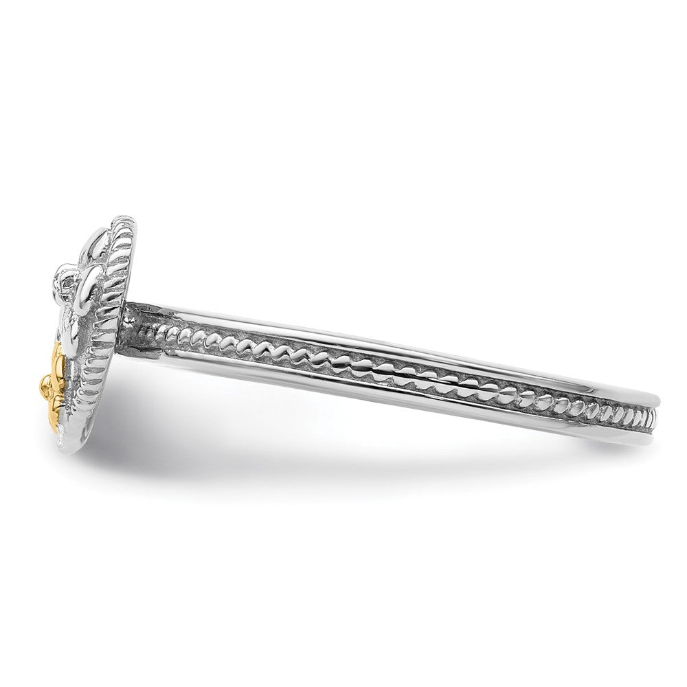 14K/Silver Two Tone Sterling Silver & 14K Stackable Expressions Diamond Heart Ring