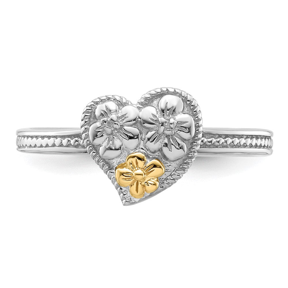 14K/Silver Two Tone Sterling Silver & 14K Stackable Expressions Diamond Heart Ring