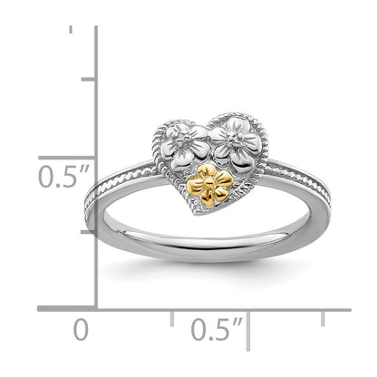 14K/Silver Two Tone Sterling Silver & 14K Stackable Expressions Diamond Heart Ring