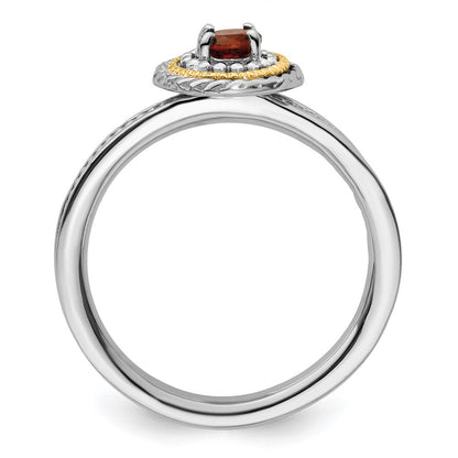 14K/Silver Two Tone Sterling Silver & 14K Stackable Expressions Garnet Ring