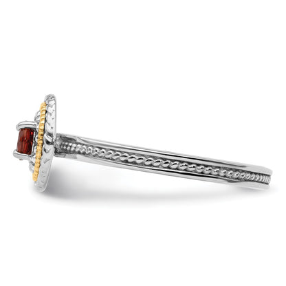 14K/Silver Two Tone Sterling Silver & 14K Stackable Expressions Garnet Ring