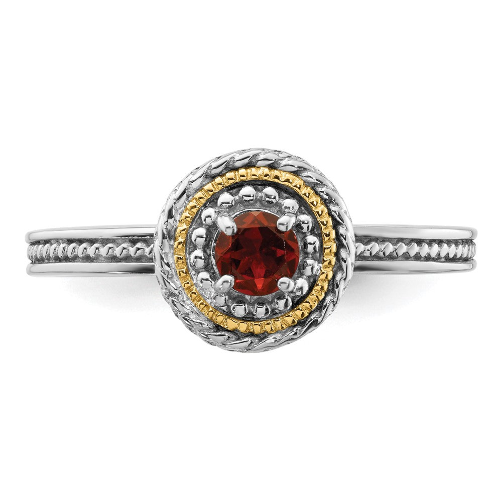 14K/Silver Two Tone Sterling Silver & 14K Stackable Expressions Garnet Ring