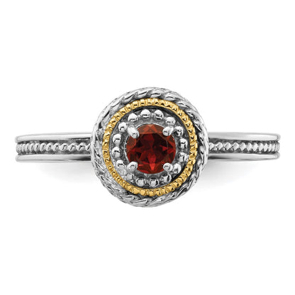 14K/Silver Two Tone Sterling Silver & 14K Stackable Expressions Garnet Ring