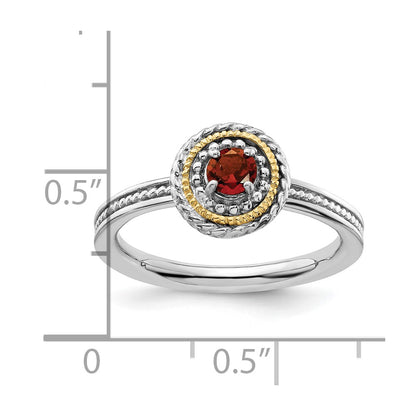 14K/Silver Two Tone Sterling Silver & 14K Stackable Expressions Garnet Ring