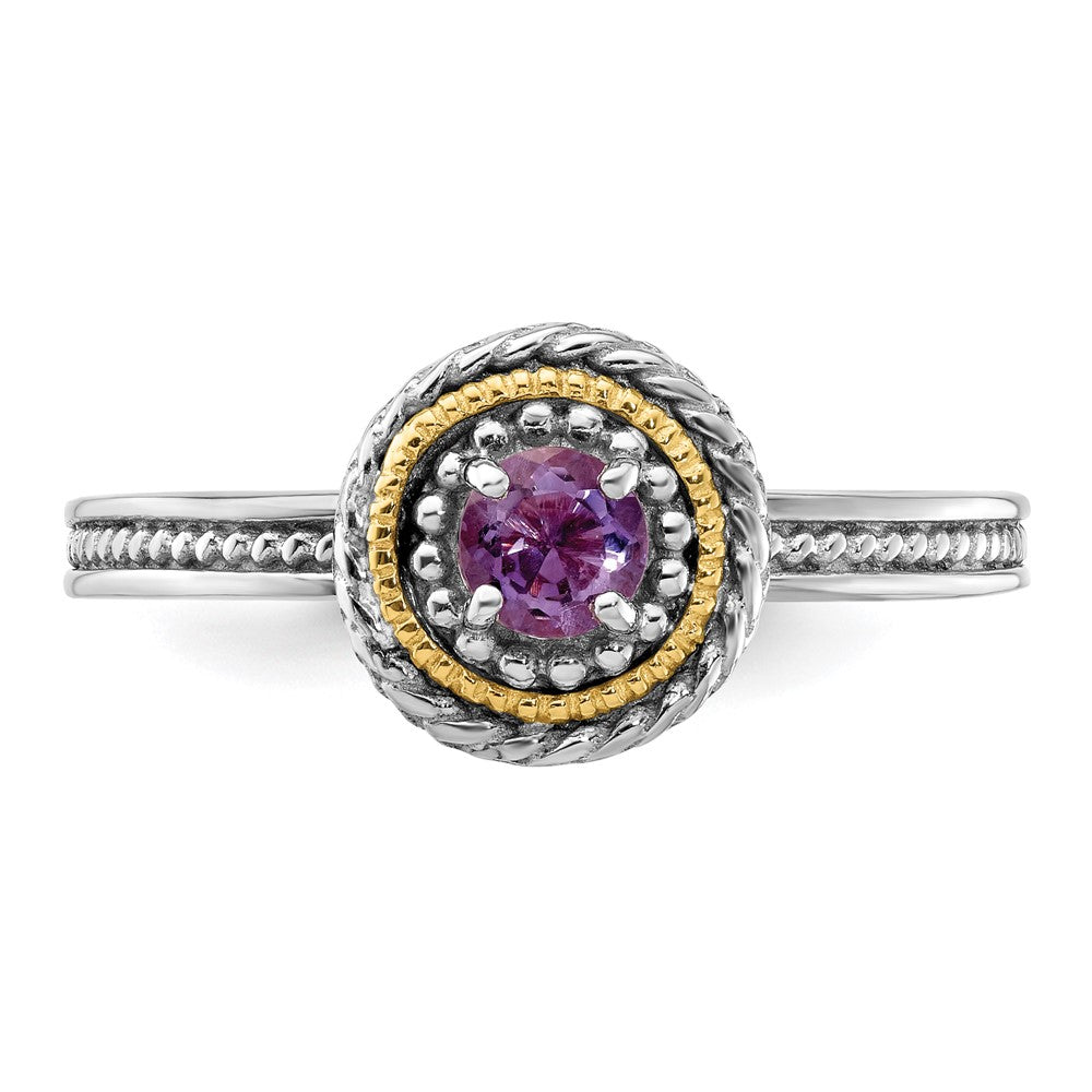 14K/Silver Two Tone Sterling Silver & 14K Stackable Expressions Amethyst Ring