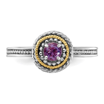 14K/Silver Two Tone Sterling Silver & 14K Stackable Expressions Amethyst Ring