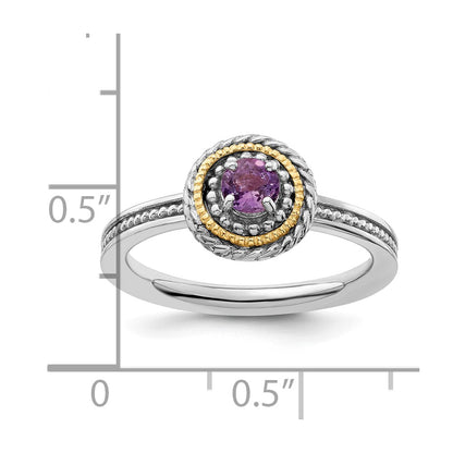 14K/Silver Two Tone Sterling Silver & 14K Stackable Expressions Amethyst Ring