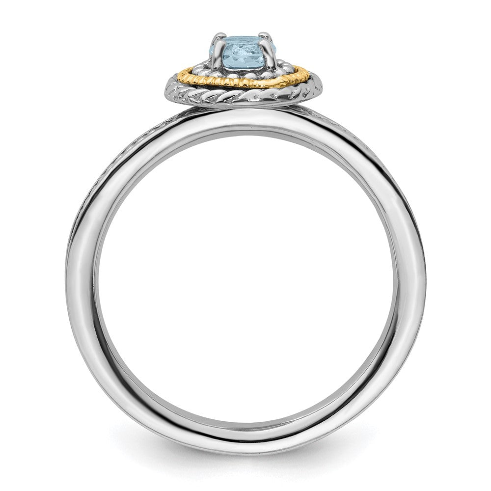 14K/Silver Two Tone Sterling Silver & 14K Expressions Aquamarine Ring