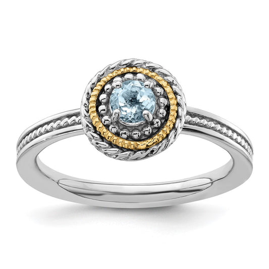 14K/Silver Two Tone Sterling Silver & 14K Expressions Aquamarine Ring