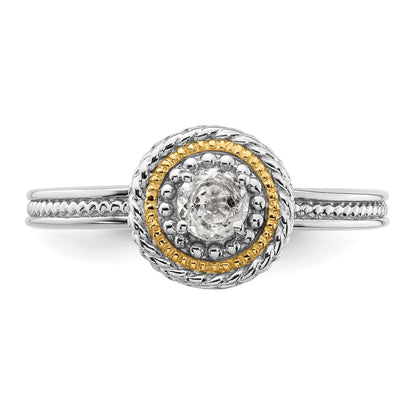 14K/Silver Two Tone Sterling Silver & 14K Stackable Expressions White Topaz Ring