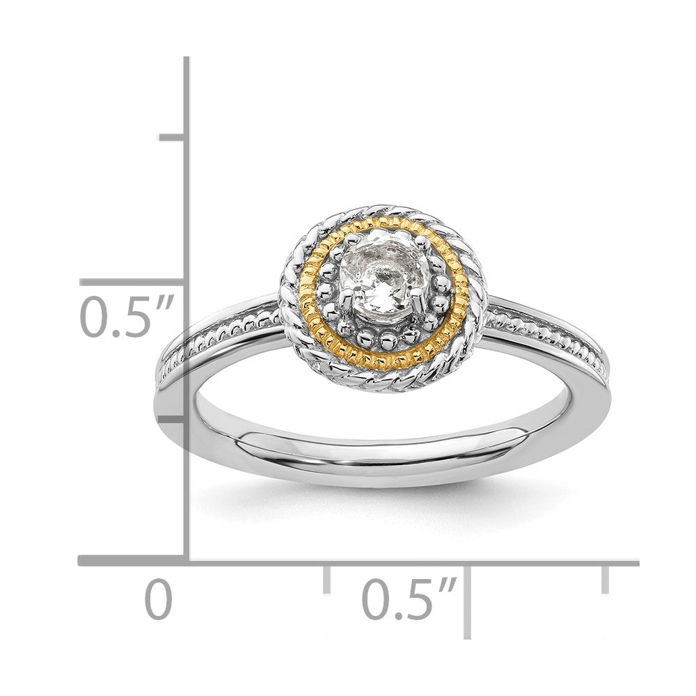 14K/Silver Two Tone Sterling Silver & 14K Stackable Expressions White Topaz Ring
