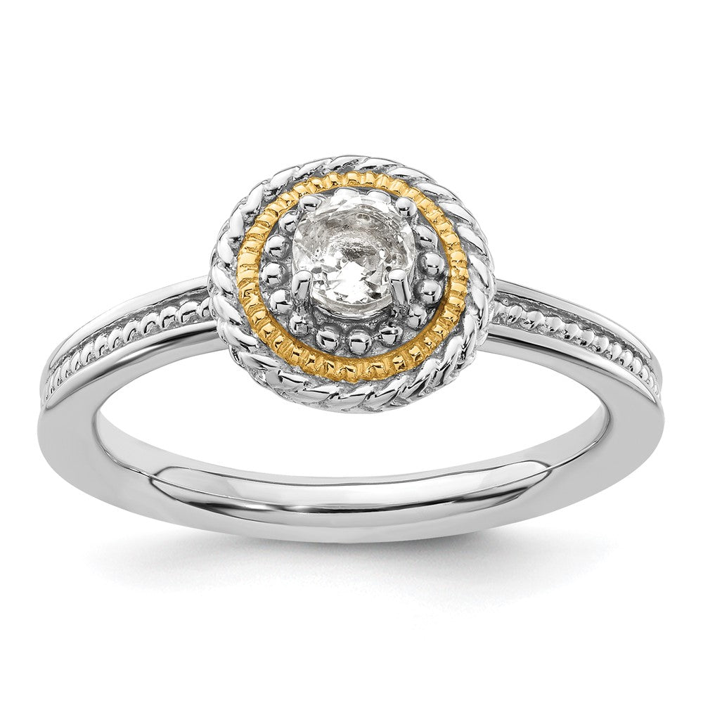 14K/Silver Two Tone Sterling Silver & 14K Stackable Expressions White Topaz Ring