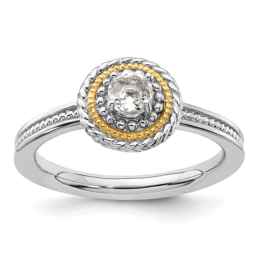 14K/Silver Two Tone Sterling Silver & 14K Stackable Expressions White Topaz Ring