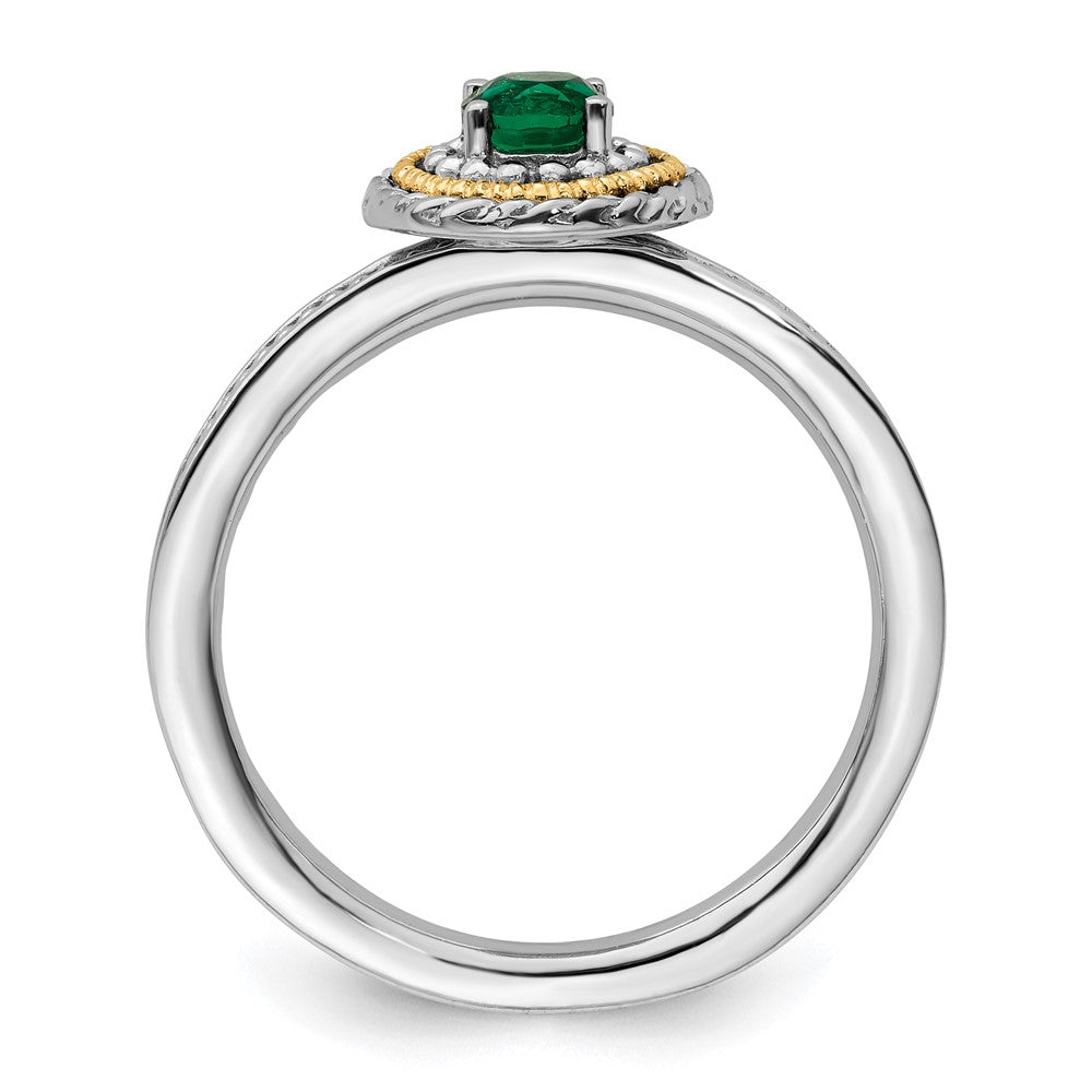 14K/Silver Two Tone Sterling Silver & 14K Stackable Expressions Created Emerald Ring